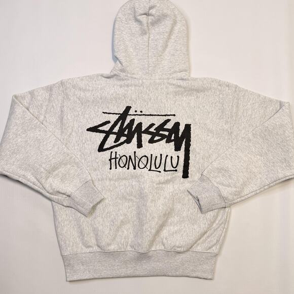 Stussy Other - Stussy Hoodie Mens Medium Gray Stock Honolulu Pullover Fleece Sweatshirt Graphic